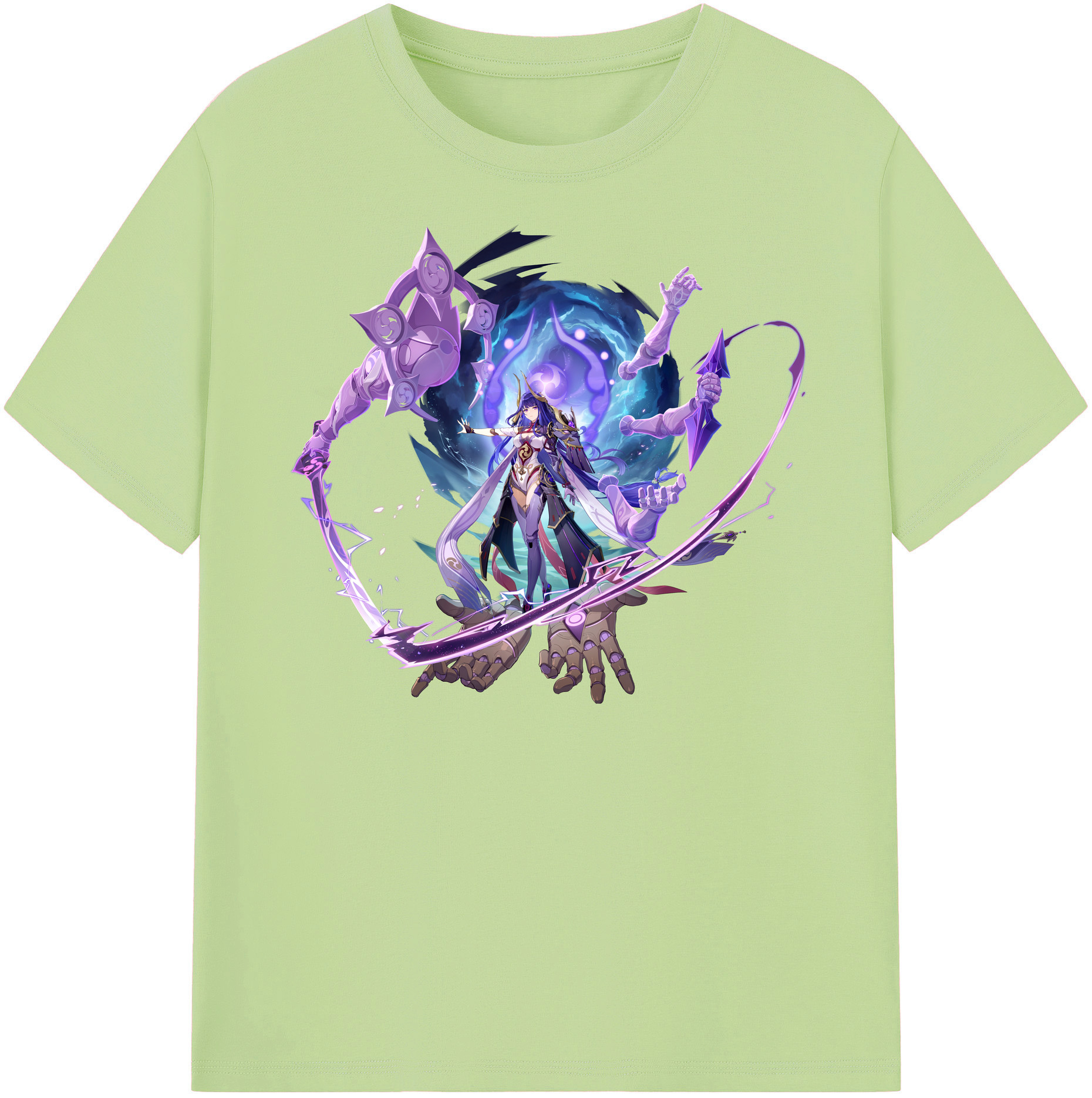 げんし神 雷電将軍 らいでんしょうぐん genshin Raiden Shogun 綿100％半袖Tシャツ（フロントプリント）